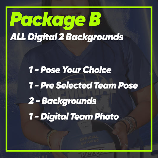 Package B - 2 Individual Poses  / 1 Team Photo / 2 Backgrounds (All Digital)