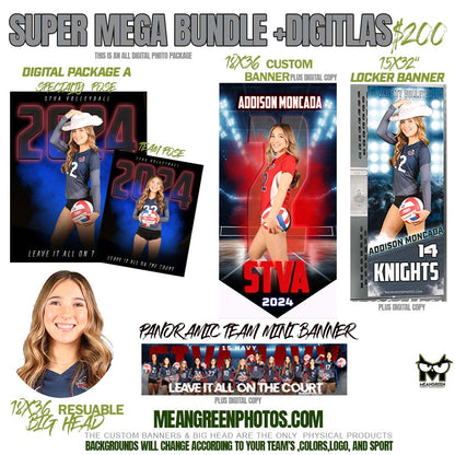 Package J -  Digital + Locker Banner + Individual Banner + Vinyl Big Head + Team Pano